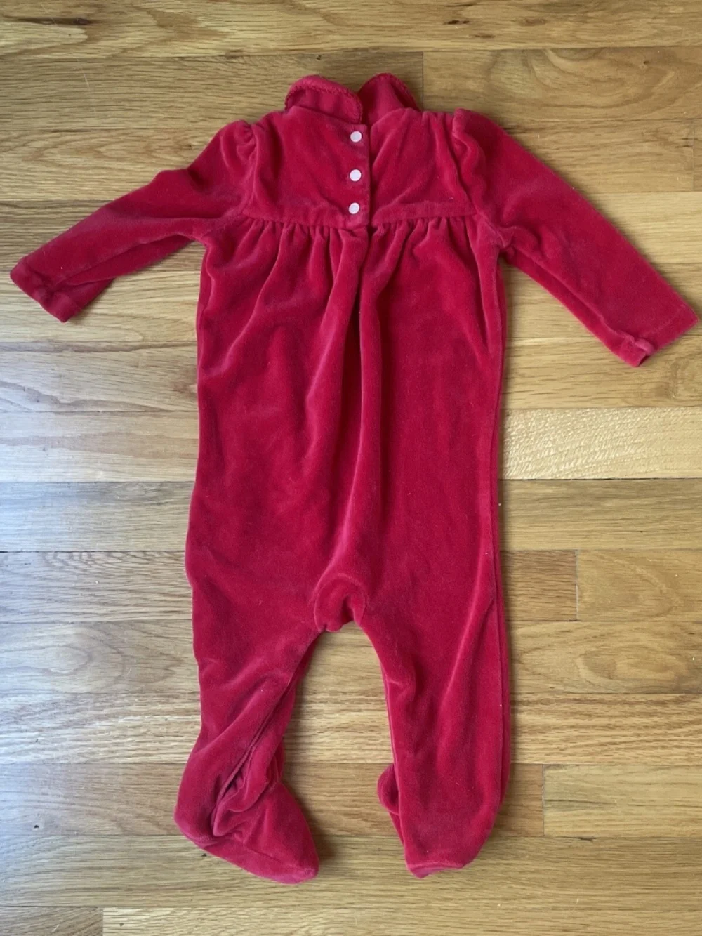 Ralph Lauren Red Velvet Christmas Footed Peter Pan Collar One Piece 9mo